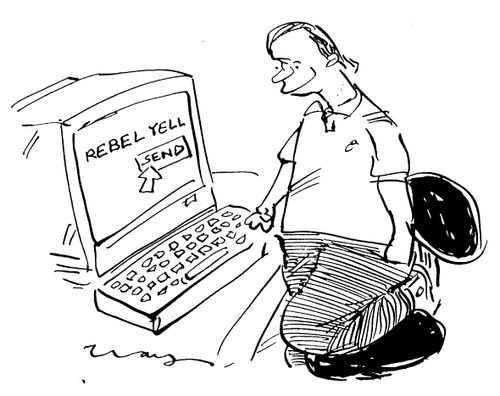 Man sending a 'Rebel Yell' over the e-mail