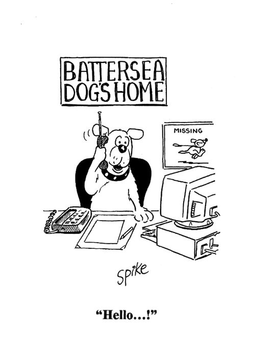 Battersea dogs home - dog answering the 'phone
