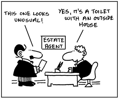 'This one looks unusual. Yes, it's a toilet with an outside house.'