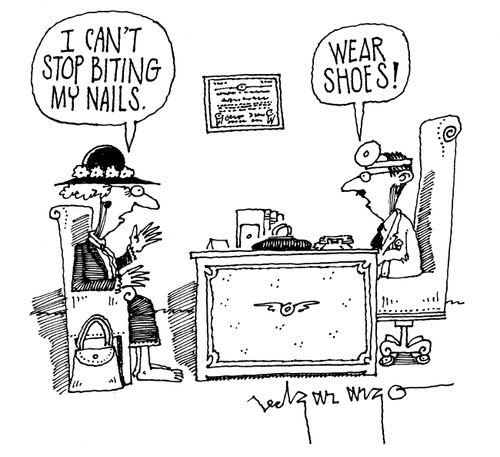 'I can't stop biting my nails' 'Wear shoes!'