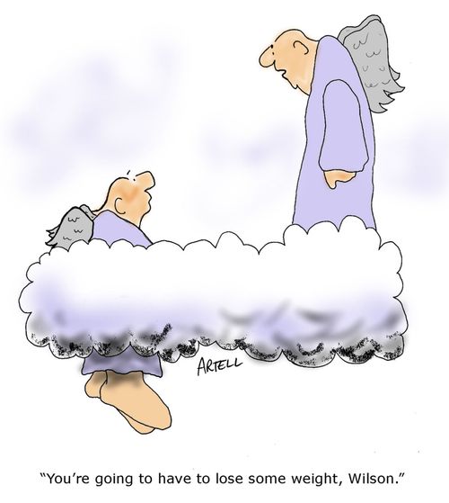 Angel to overweight angel, 'You're going to have to lose some weight, Wilson.'