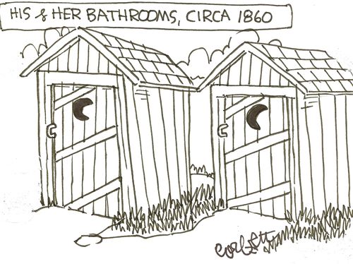 His & her bathrooms, circa 1860