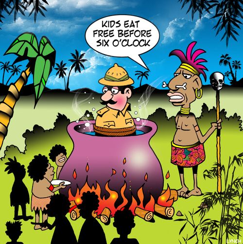 "Kids eat free before six o'clock."