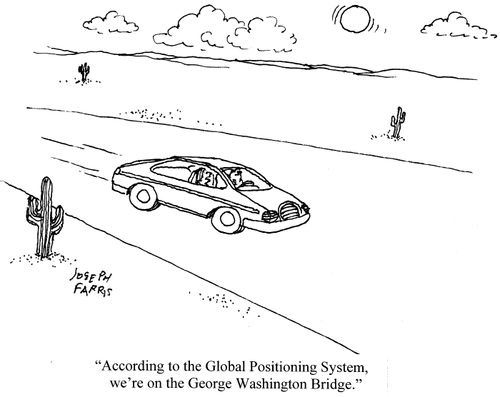 'According to the Global Positioning System, we're on the George Washington Bridge.'