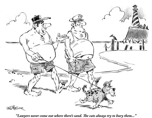'Lawyers never come out where there's sand. The cats always try to bury them...'