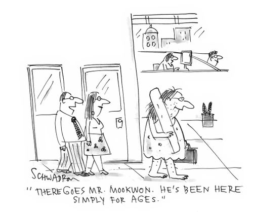 'There goes Mr. Mookwon. He's been here simply for ages.'