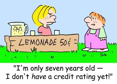 LEMONADE 50 CENTS, 'I'm only seven years old -- I don't HAVE a credit rating yet!'