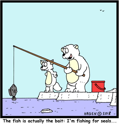 "The fish is actually the bait: I'm fishing for seals..."
