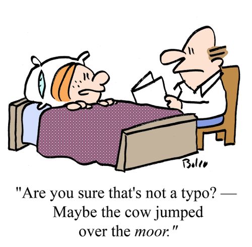 "Are you sure that's not a typo? -- Maybe the cow jumped over the moor."
