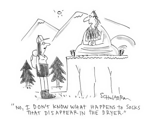 'No, I don't know what happens to socks that disappear in the dryer.'
