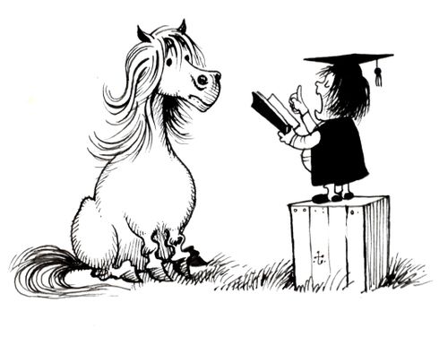 Little Girl Educating Her Horse.