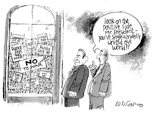 'Just look on the positive side Mr. President - you've single-handedly united the world!!'