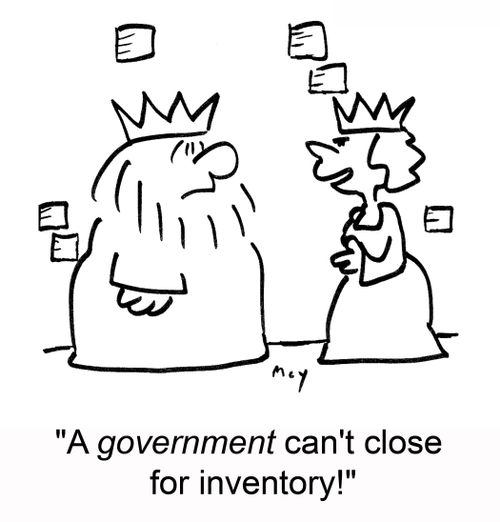 'A government can't close for inventory!'