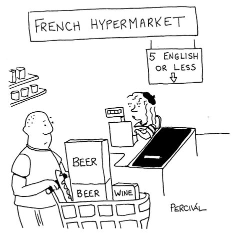 'French hypermarket' ' 5 English or less' till