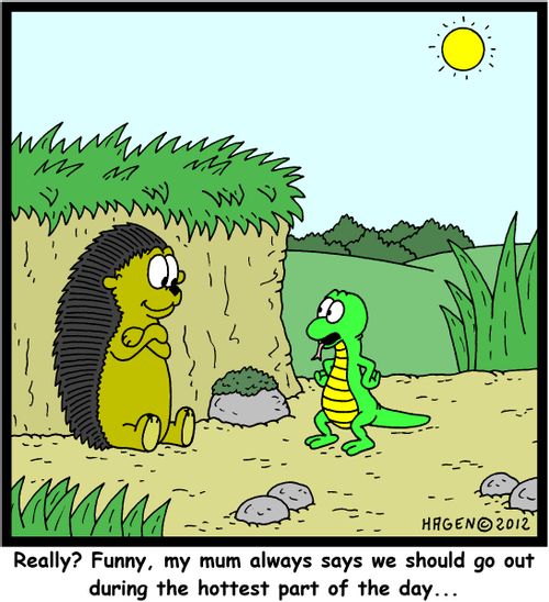 'Really? Funny, my mum always says we should go out during the hottest part of the day...'