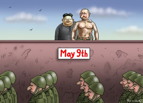Putin celebrates the 70th anniversary of the second world war.