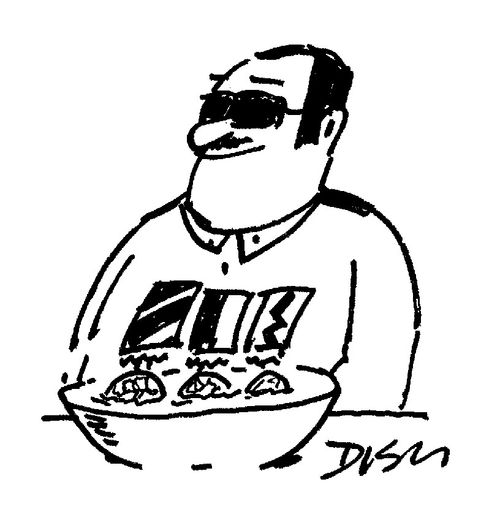 Man with his medals in his soup