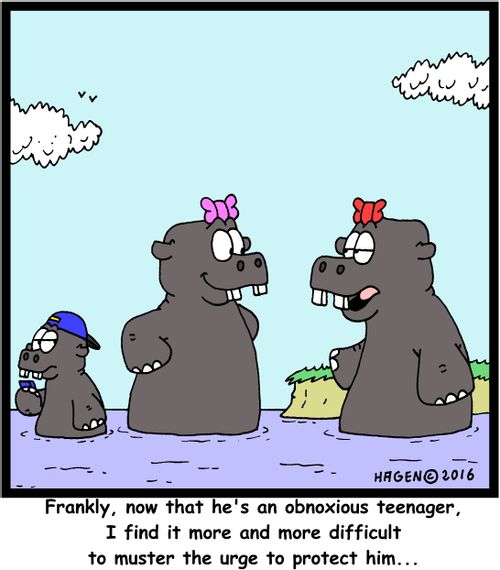 "Frankly, now that he's an obnoxious teenager, I find it more and more difficult to muster the urge to protect him..."