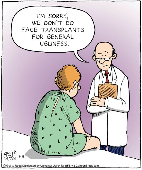 'I'm sorry. we don't do face transplants for general ugliness.'