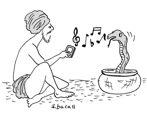 Snake Charmer using an MP3 device.