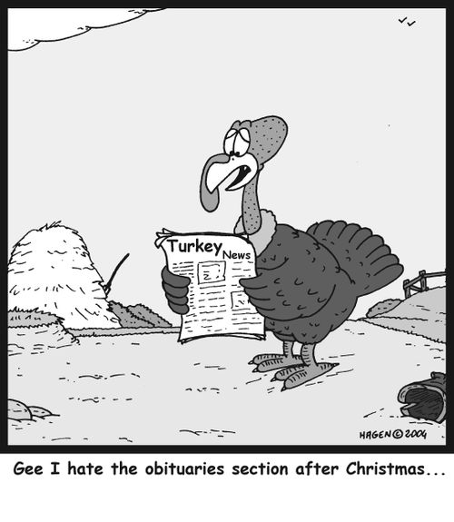 'Gee, I hate the obituaries section after Christmas...'