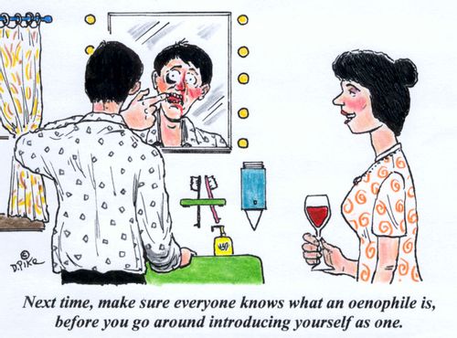 Next time, make sure everyone knows what an oenophile is, before you go around introducing yourelf as one.'