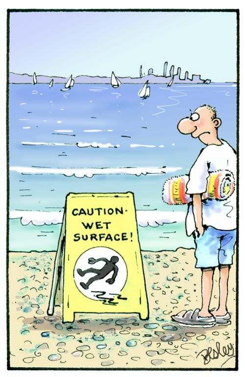 Caution - wet surface!