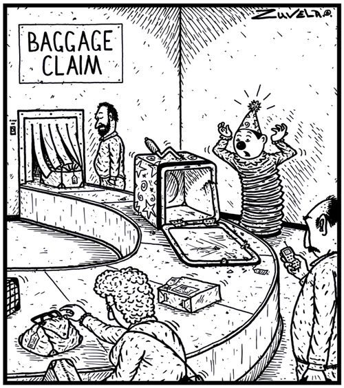 Luggage Collection: A Jack-in-the-box's damaged Box. 