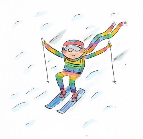 Rainbow skier