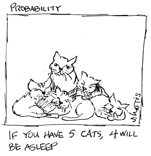 Probability - if you have 5 cats, 4 will be asleep.
