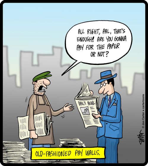 'All right, pal, that's enough! Are you gonna pay for the paper or not?'