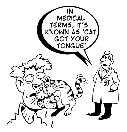 'In medical terms, it's known as 'cat got your tongue'.'