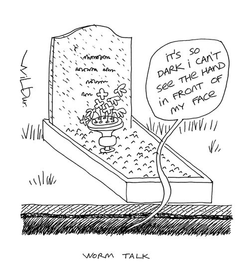 Worm talk - 'It's so dark I can't see the hand in front of my face.'