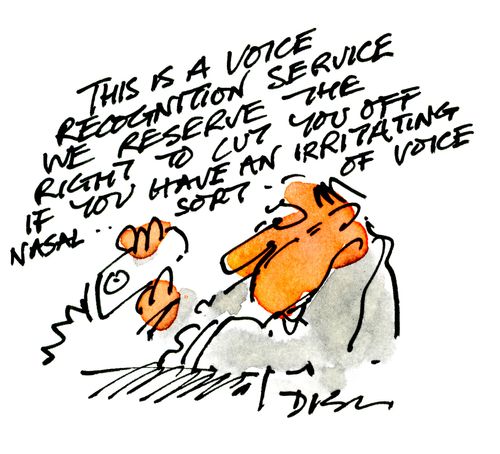 This is a voice recognition service...we reserve the right to cut you off if you have an irritating nasal sort of voice.
