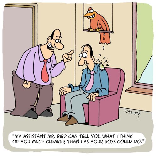 'My assistant Mr. Bird can tell you what I think of you much better than I as your boss could do.'