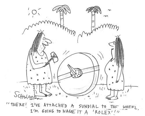 'There! I've attached a sundial to the wheel. I'm going to name it a 'Rolex'!'
