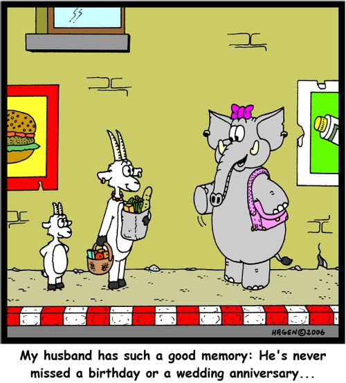 "My husband has such a good memory: He's never missed a birthday or a wedding anniversary..."
