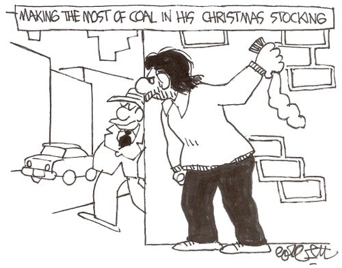 Making the most of coal in his Christmas stocking.