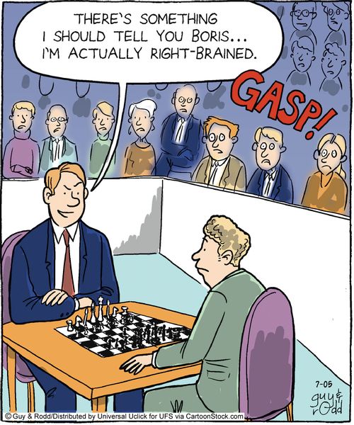 'There's something I should tell you Boris. . . I'm actually right-brained.'