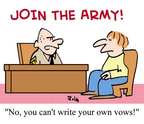 "No, you can't write your own vows!"