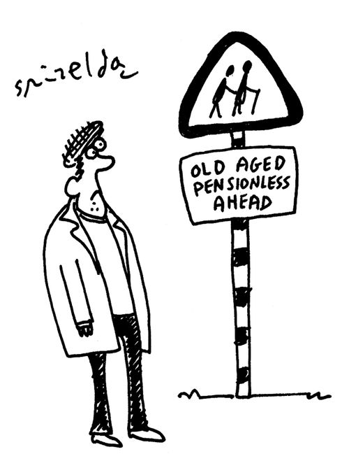 Sign post: Old Aged Pensionless.
