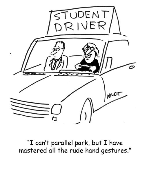 'I can't parallel park, but I have mastered all the rude hand gestures.'