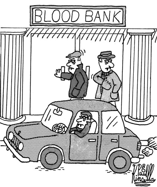 Blood bank being robbed by vampires.