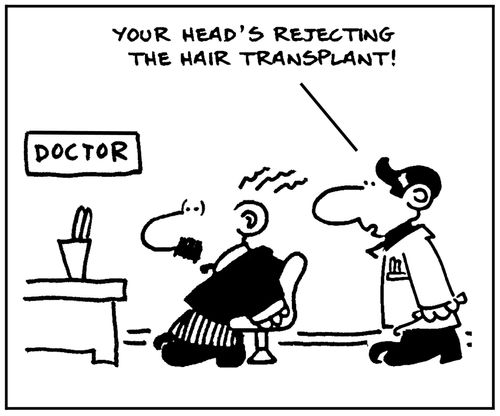 'Your head's rejecting the hair transplant.'