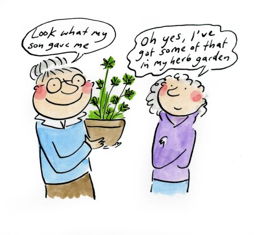 'Look what my son gave me!'