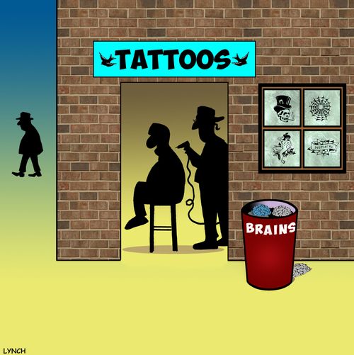 Tattoo Shop: Brains left outside.