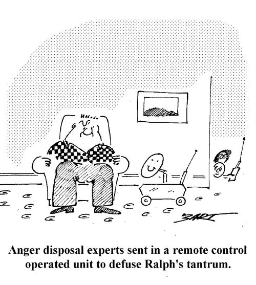 Anger Disposal Experts sent in a remote control operated unit to defuse Ralph's tantrum.