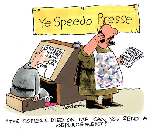 'The copier's died on me. Can you send a replacement?'