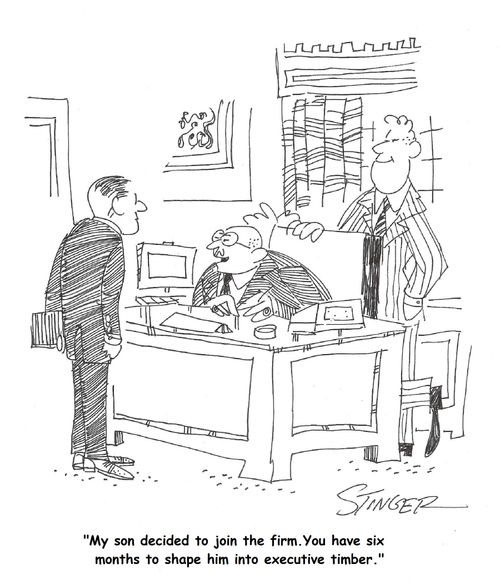'My son decided to join the firm. You have six months to shape him into executive timber.'