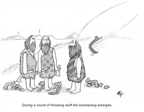 During a round of throwing stuff the boomerang emerges.